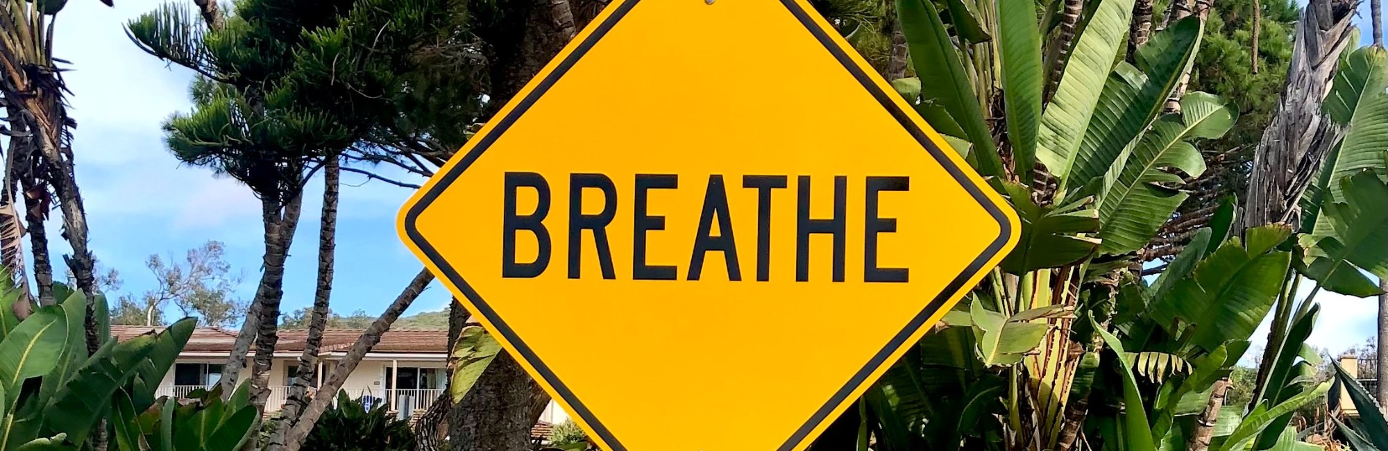 yellow sign saying breathe