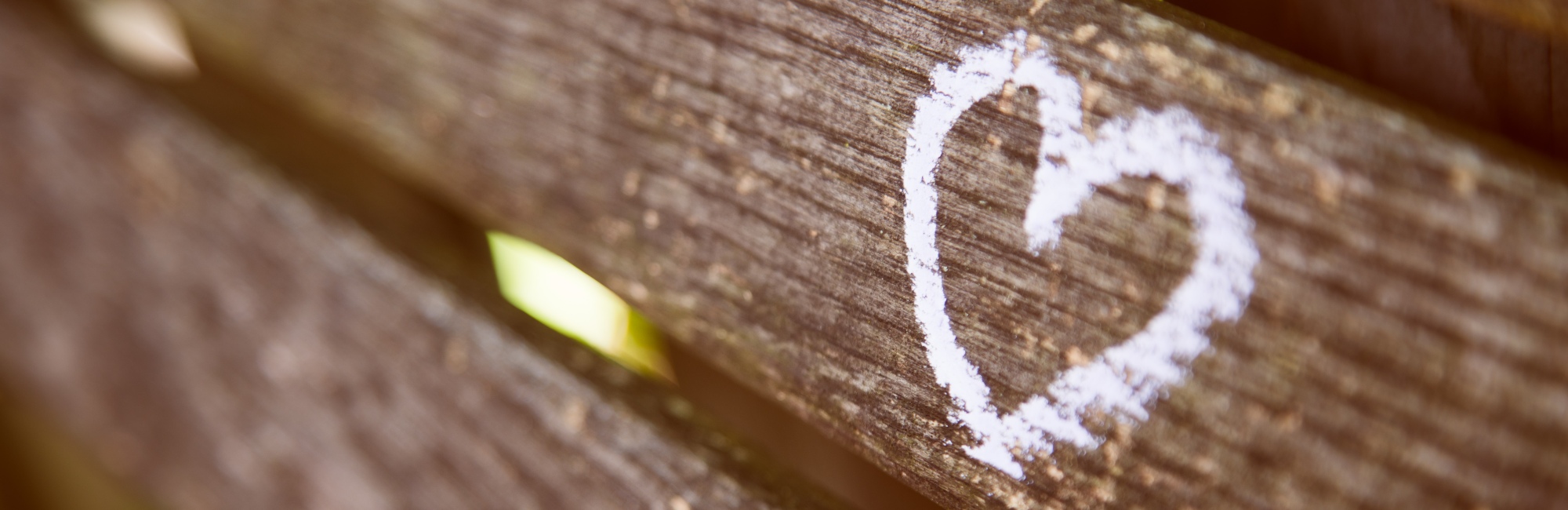 love heart painted onto wooden beam